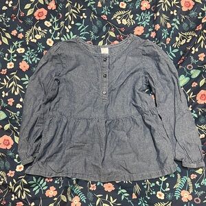 Stylish Long Sleeve Kids Blouse in Gray